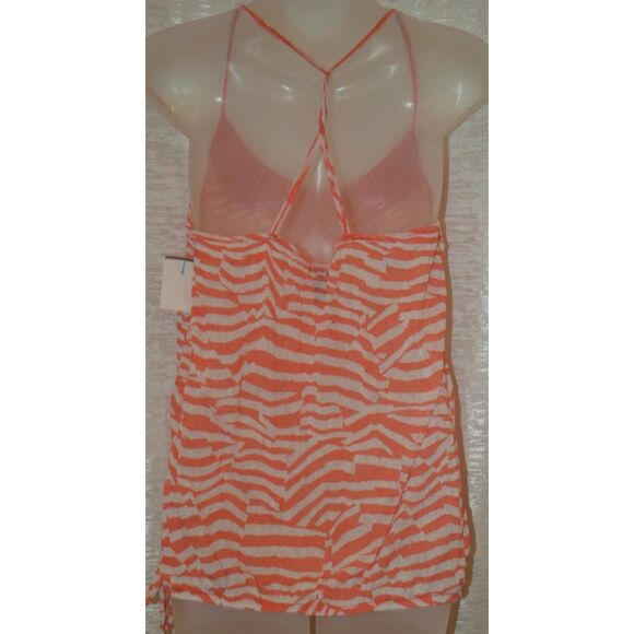 Forever 21 Orange & White Zebra Stripe Light Weight Breezy Sleeveless Tank Top - Picture 3 of 5